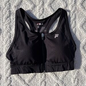 Fila Women's Zip-Front Black Sports Bra